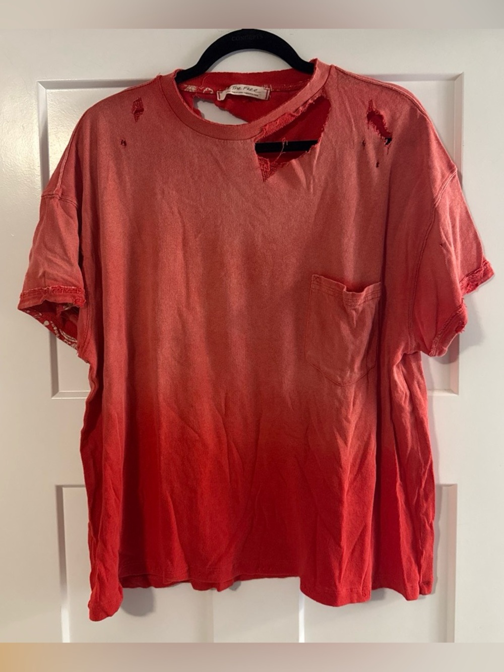 FP Movement Vintage-Style Red Distressed Pocket T-Shirt